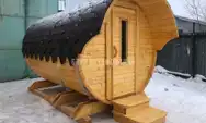 Баня бочка Компакт  с козырьком фото 5