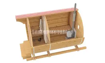 Баня бочка 3 метра + 50см козырек №330 фото 2 Баня бочка 3 метра + 50см козырек №330 фото 2