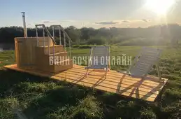 Купель с большой лестницей, площадкой и шезлонгами, жми на фото, смотри больше фото 1